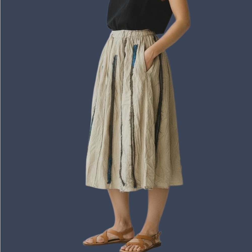 Organic Handmade Fabric Indie Skirt Boho Gypsy Prairie Flare Hippie Festival
